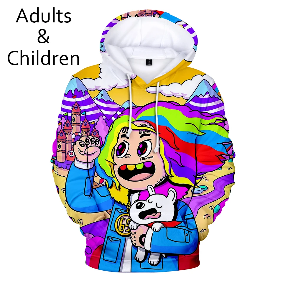 

Hip Hop 3D 6IX9INE Hoodies Men Sweatshirts Men Women Autumne Kids Hooded Hot 6IX9INE 3D Hoodie Fashion boys girls Outwear Tops