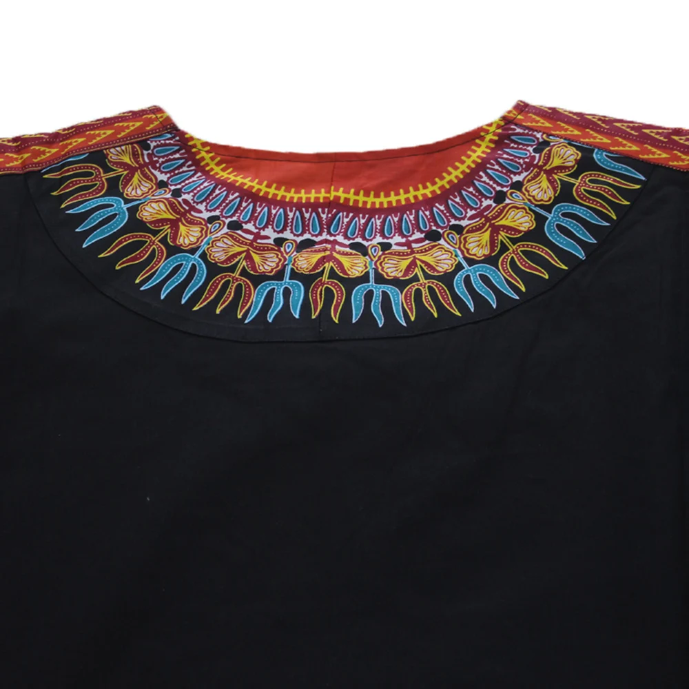 Рубашки Дашики в африканском стиле черные 100% хлопок восковый узор принт супер плюс размер