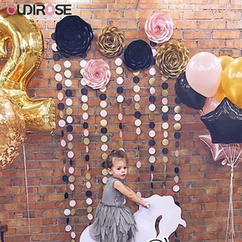 Бумажное знаменце "Круглые точки разных цветов" длиной 3,5/5 см для украшения свадеб, детских вечеринок, дня рождения и помещений.