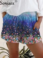 2021 women fashion floral print pocket shorts summer beach loose shorts ladies street casual high waist short pants