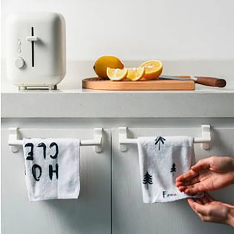 

вешалка для полотенец Towel Holder Bathroom Shelves Handdoekenrek Nordic Frap Rod Hook Plastic Kitchen Cabinet Door Hanging Wall