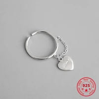 s925 sterling silver personality fashion design heart shaped chain opening ring women jewelry