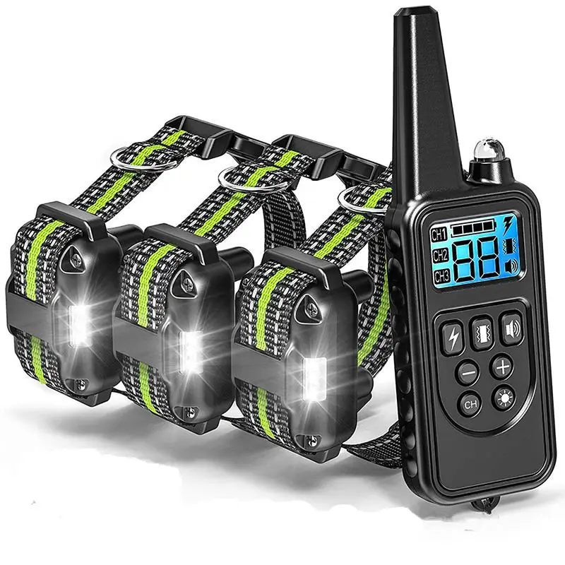 

Electric Dog Training Collar Waterproof Pet Remote Control Rechargeable Dog Collar With Shock Vibration Sound US Plug