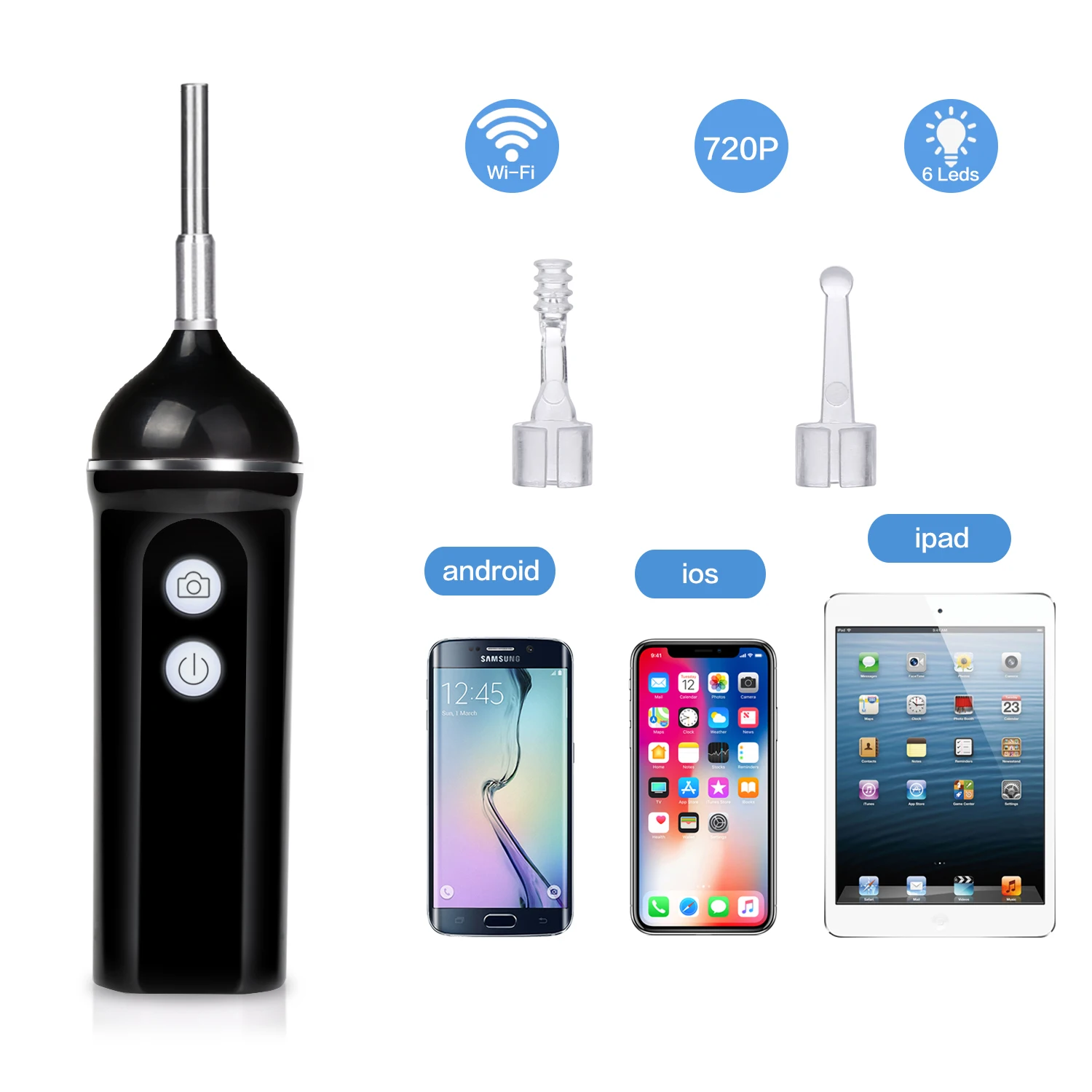 Dodosee 4.3mm Wireless Ear Endoscope Wifi Scope Camera USB Cleaning Tool 6 LED for IOS Android PC | Безопасность и защита
