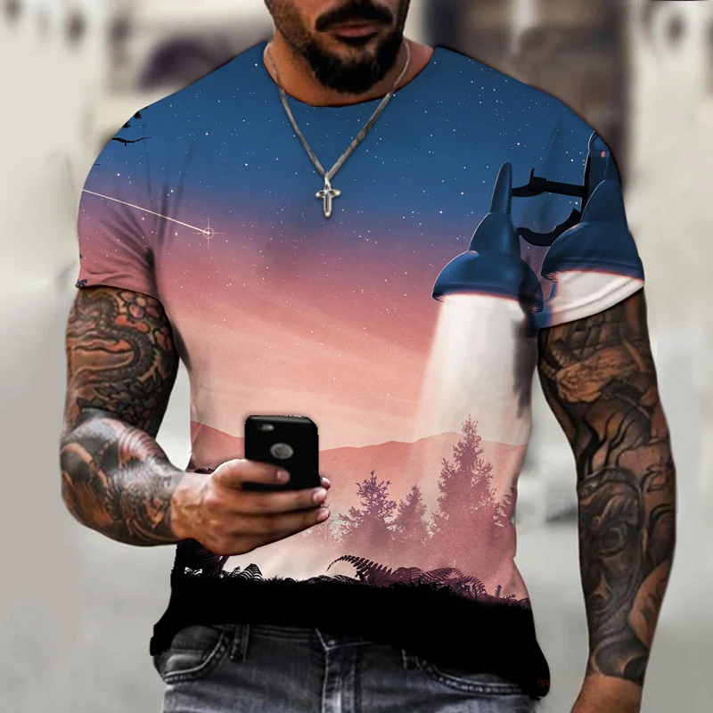 Футболка мужская с круглым вырезом модная повседневная рубашка в стиле ретро