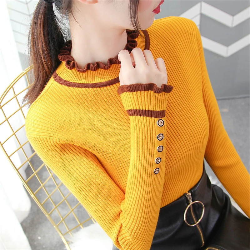 Женский трикотажный свитер в полоску однотонный пуловер с квадратным воротником