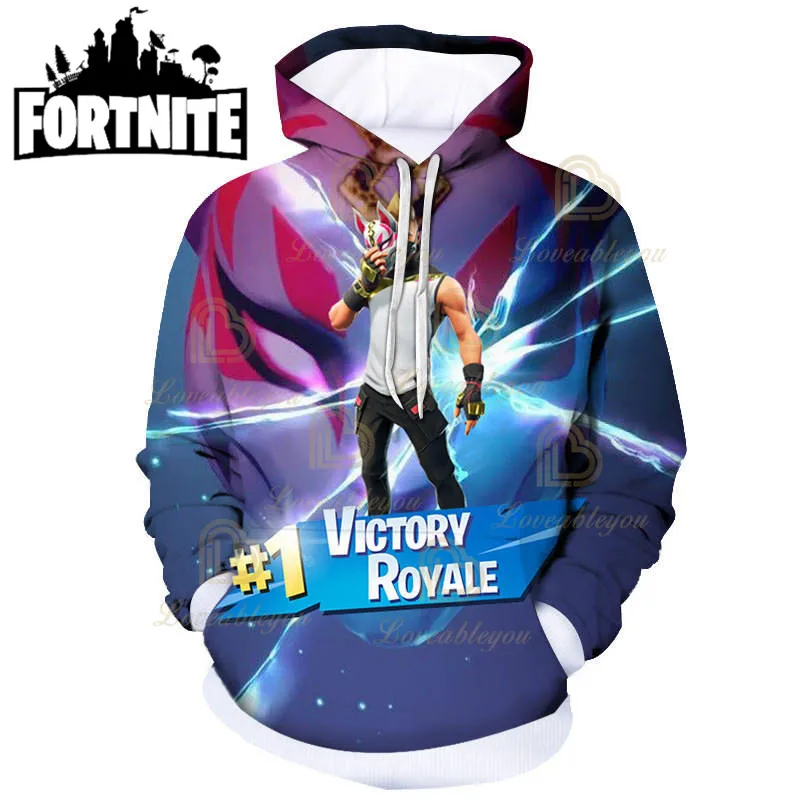 Детская толстовка с капюшоном свитшот куртка Fortnite Victory уличная одежда 3D рисунком