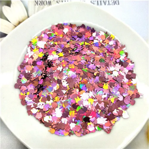 Laser dark pink 10g Ультра-тонкая PET блестки 4 мм кролик лазерный блеск 3D блестка для ногтей блестки Eo-Friendly свободные блестки для украшения для ногтей 10 г - Цвет: Laser dark pink 10g