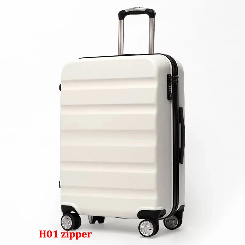 white Zip ПК 20''24/28 дюймов Дорожная сумка на чемодан на колесиках Прокат троллейбусов кабины, сумка для багажа Сумка Для женщин Стильный чемодан - Цвет: white Zip