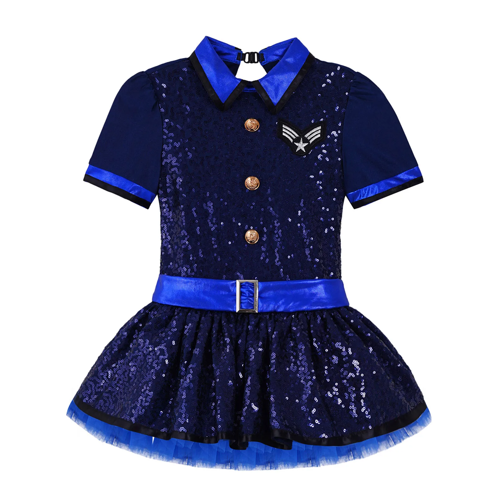 

Girls Halloween Cop Police Officer Costume Sequins Mesh Tutu Dress Kids Role-playing Cosplay Policeman Uniform Party Fancy Dress