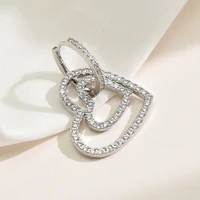new single double stack size heart shaped earrings personalized fashion atmospheric earrings cross earrings korean