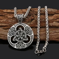 megin d stainless steel titanium viking ancient totem knot round pendant collar chain necklace for men women couple gift jewelry
