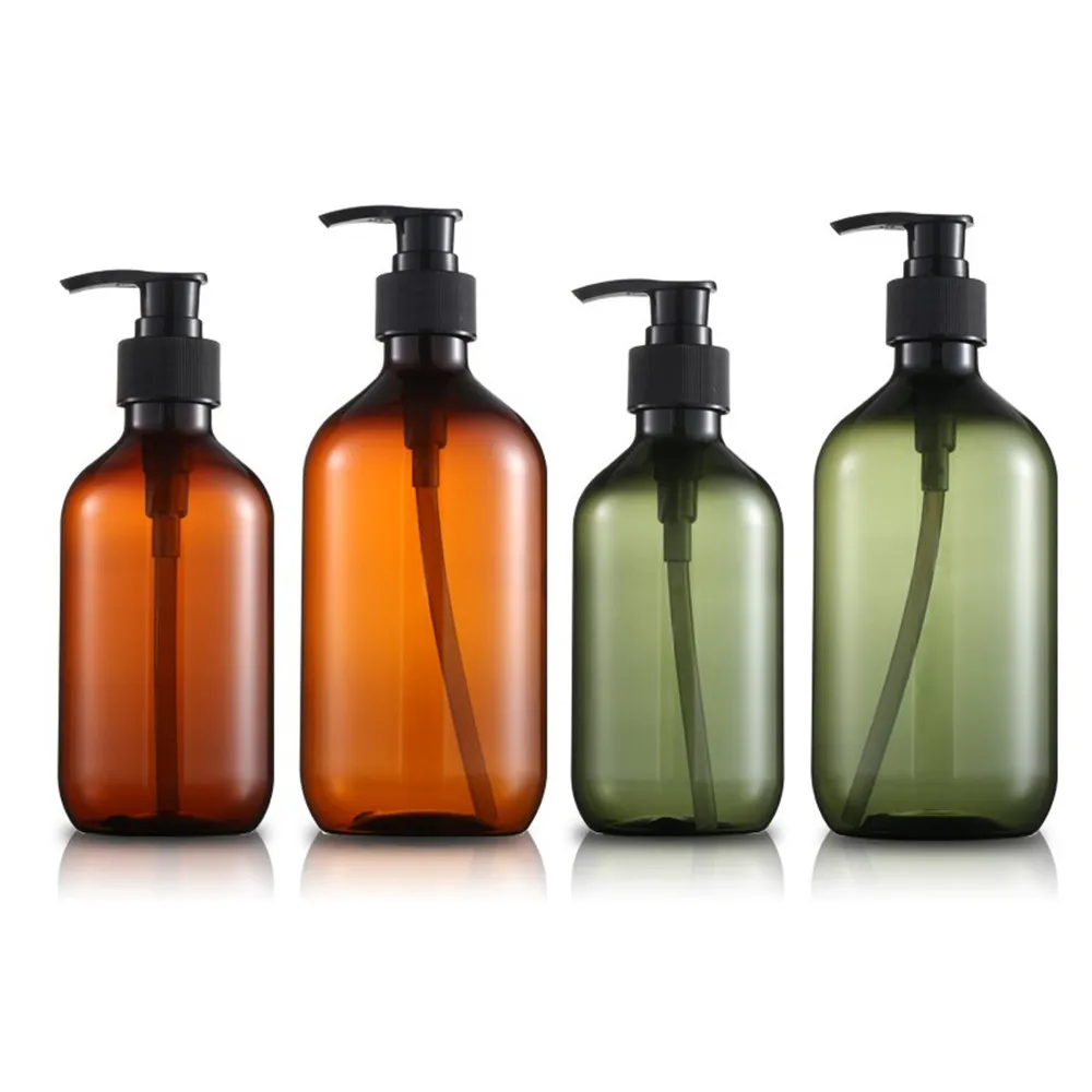 

300ML 500ML Shampoo Lotion Container Amber Bathroom Soap Dispensers Press Pump Refillable Bottle for Bath Soap Gel and Cosmetics
