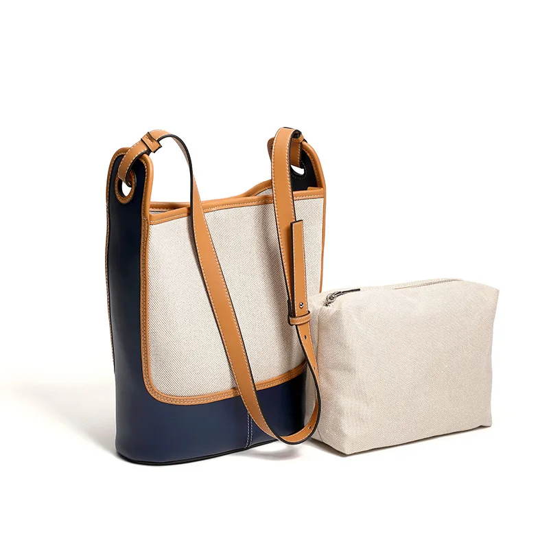 

1830 модная Холщовая Сумка-мешок из воловьей кожи, Женская Осенняя вместительная сумка, новинка 2021, модная женская сумка через плечо, сумка-мессенджер.