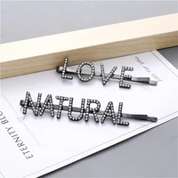 womens crystal zircon hairpin fashion hairpin alloy hairpin girl hairpin modeling tool letter hairpin stainless steel