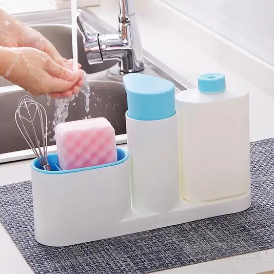 Kitchen Washing Sponge Storage Shelf Sink Detergent Soap Dispenser Rack Organizer Stands | Дом и сад