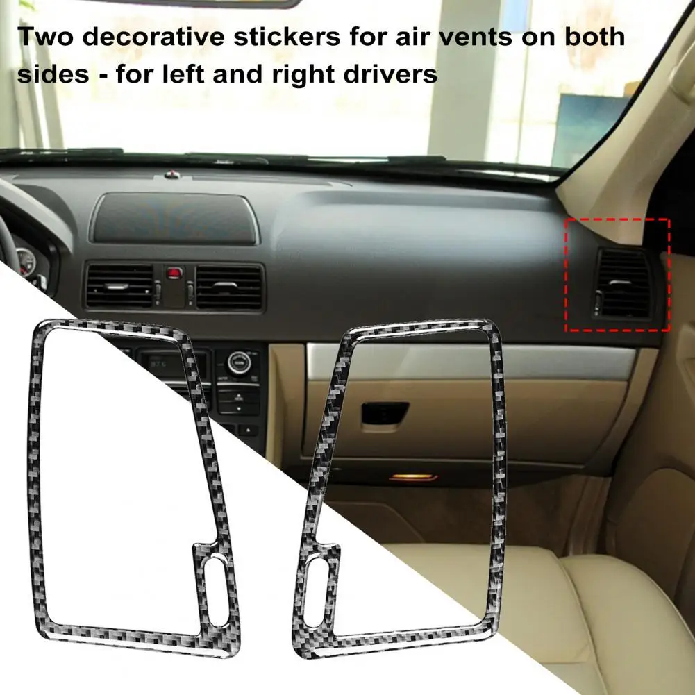 

Self-adhesive 2Pcs Practical Left Right Side Dashboard Air Vent Frame Trim Carbon Fiber Air Outlet Panel Sticker Sturdy