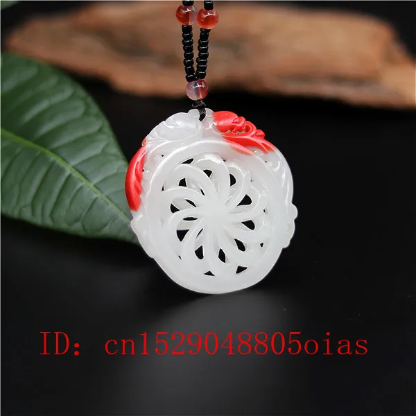 Натуральный красный белый китайский нефрит Дракон ожерелье ювелирных изделий