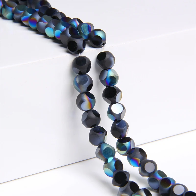 15 5 &quotполые гальванические стеклянные бусины 8 мм квадратные круглые свободные