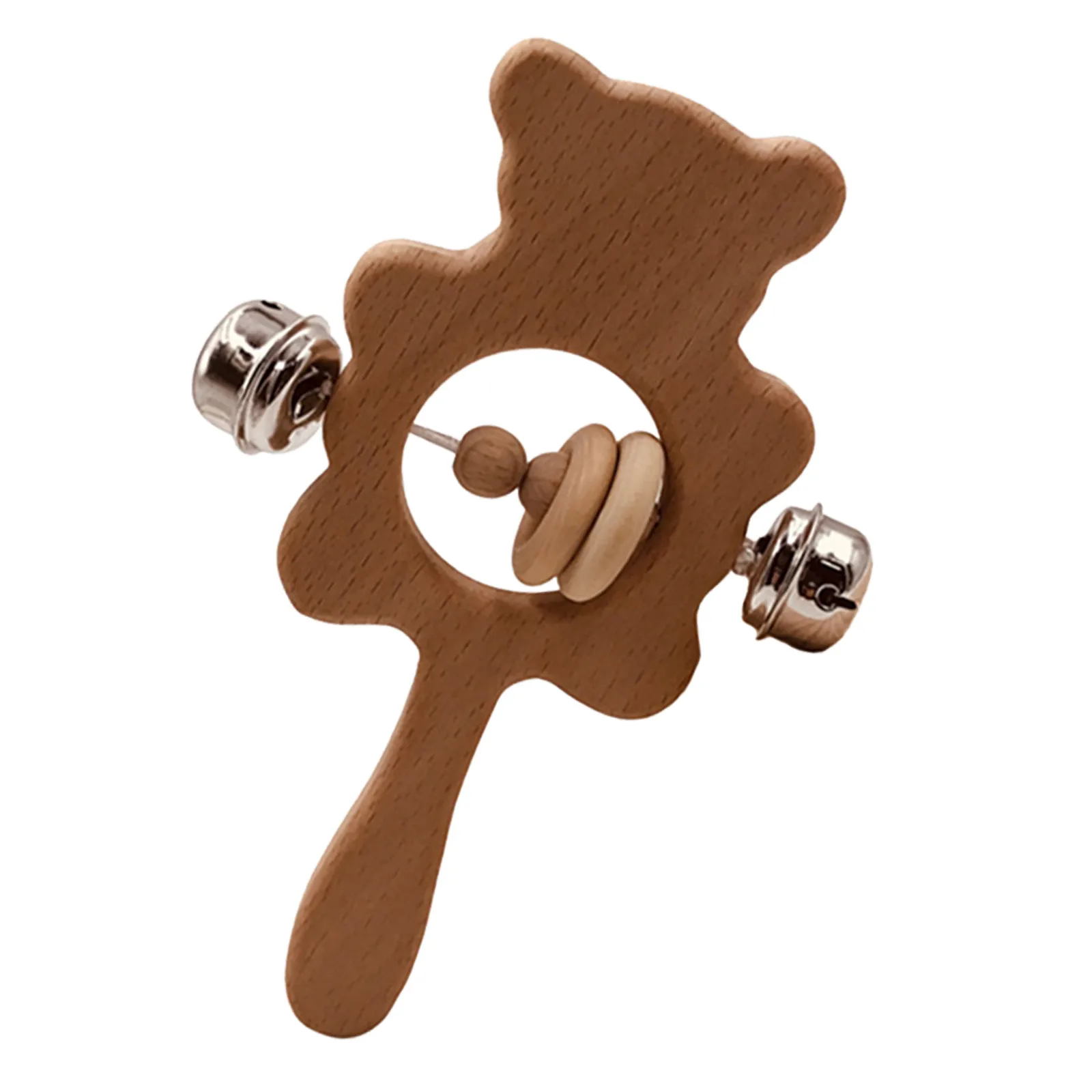 

100% Wooden Bear Baby Rattles Bracelet Teething Pain Relief Gifts Small Bell