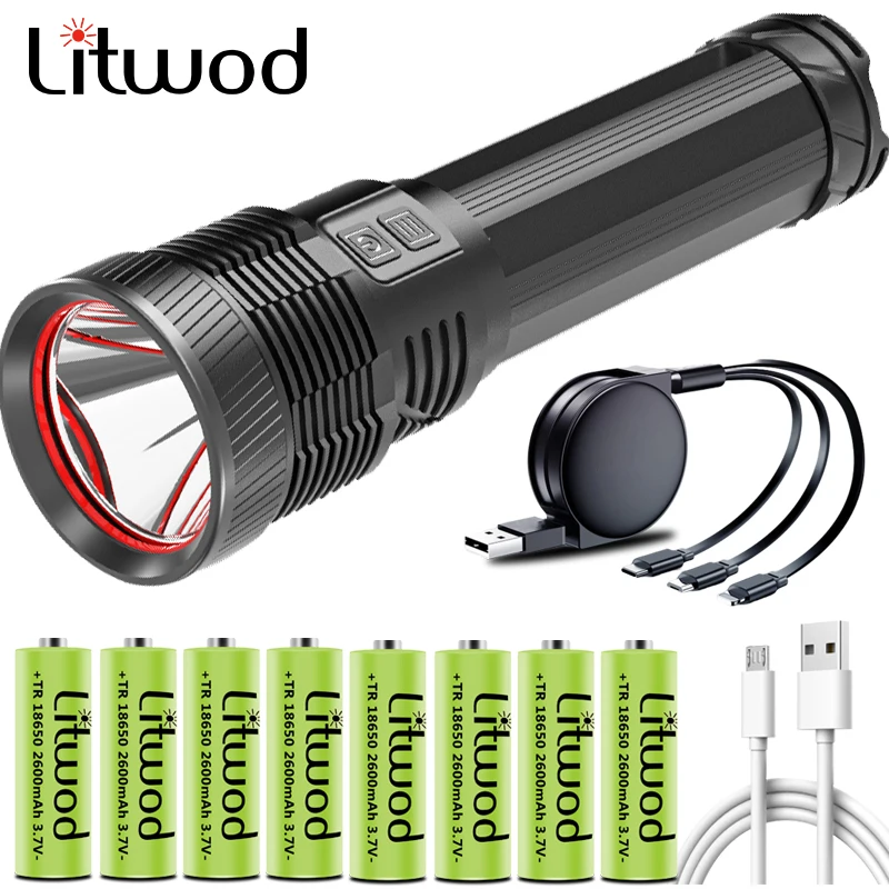 Ultra Bright XHP70.2 High Quality Tactical Led Flashlight Powerful Torch Usb Rechargeable 18650 26650 Battery Waterproof Lantern