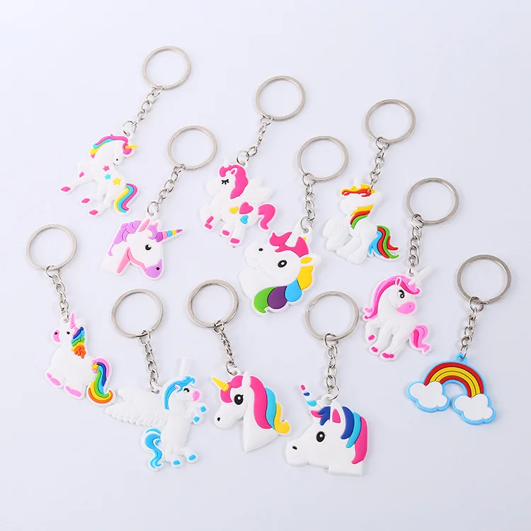

Trendy Diy Cute Fairytale PVC Unicorn Keychain Multi-style Horse Key Rings Holder Alloy Key Chain For Woman Girls Gift Jewelry
