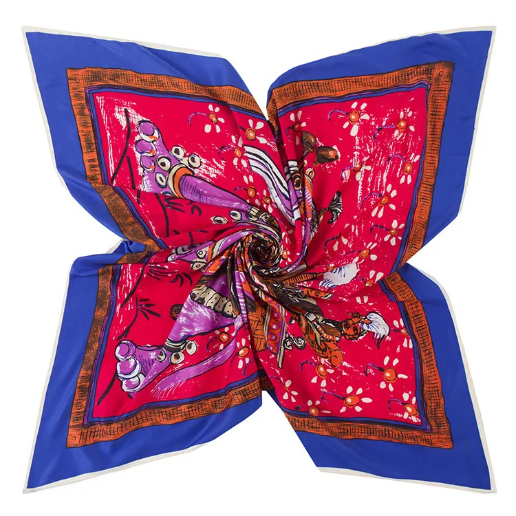 Женский саржевый шелковый шарф с принтом слона брендовая бандана 100*100 см