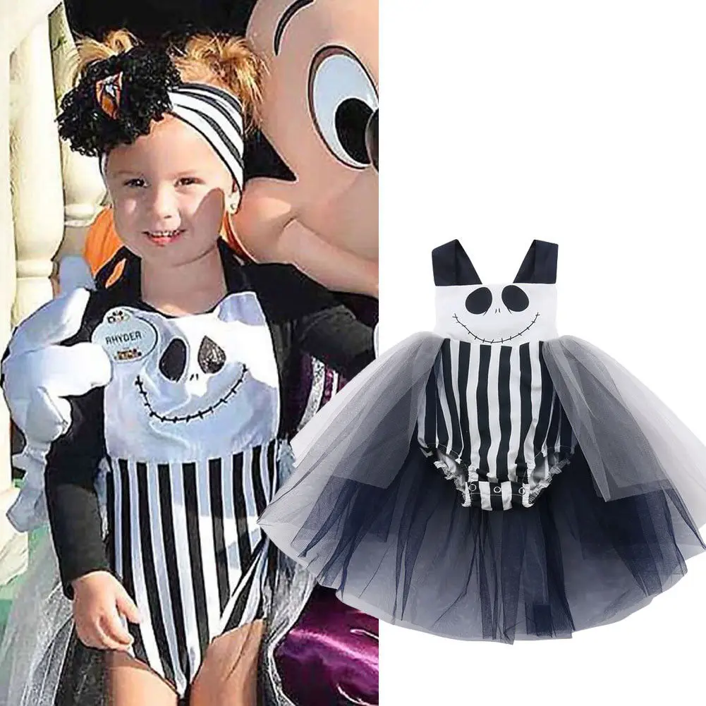 2020 Summer Newborn Toddler Baby Girl Halloween Romper Lace Jumpsuit Playsuit Smiling Face In Pompadour Clothes 3-24M |