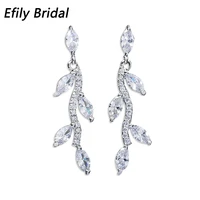 efily fashion cubic zirconia earrings for women accessories silver color bridal wedding earring 2021 trendy party jewelry gifts