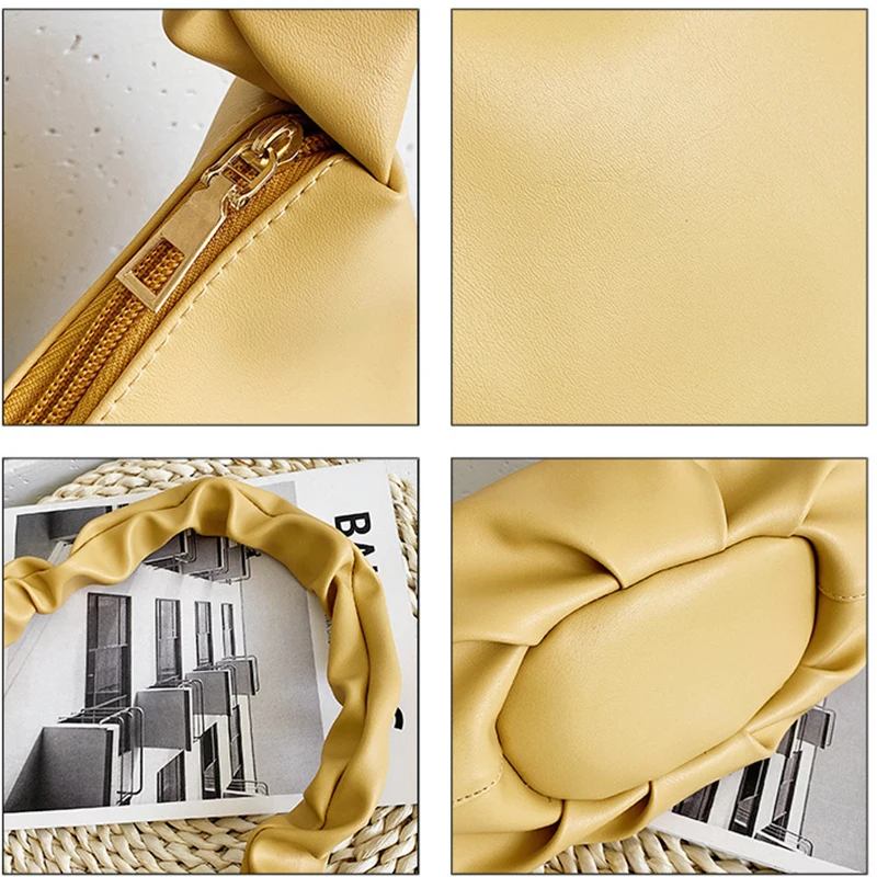 

Women'S Pleated Cloud Bag PU Orange Green White Small Purses And Handbags 2021 Hit Fashion Female Shoulder Armpit Bags Dropship