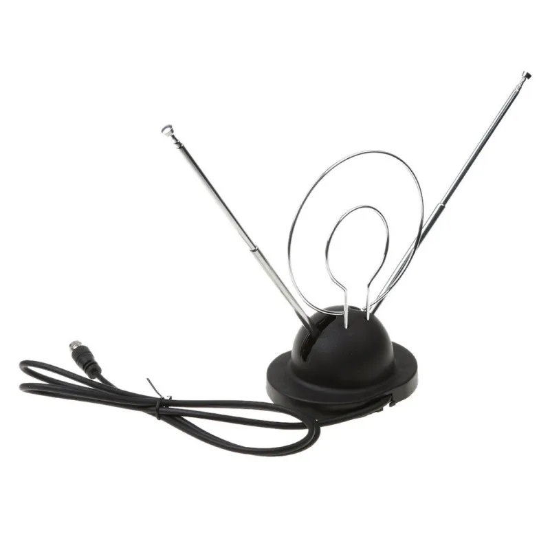2019 NEW Universal Indoor Rabbit Ear TV Antenna for HDTV VHF UHF Dual Loop Coaxial |