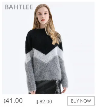BAHTLEE Для женщин ангоры пуловер с вырезом в виде буквы V свитер Чистый цвет осенне-зимнее, связанное из шерсти свитер одежда с длинным рукавом свободный стиль