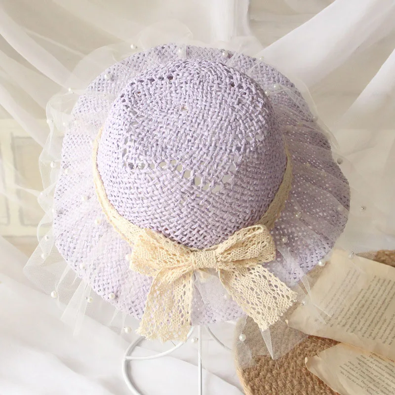 

Bear Leader Kids Girls Princess Elegant Straw Hats New Summer Children Fashion Bowtie Lace Hats Baby Girls Caps Kids Accessories