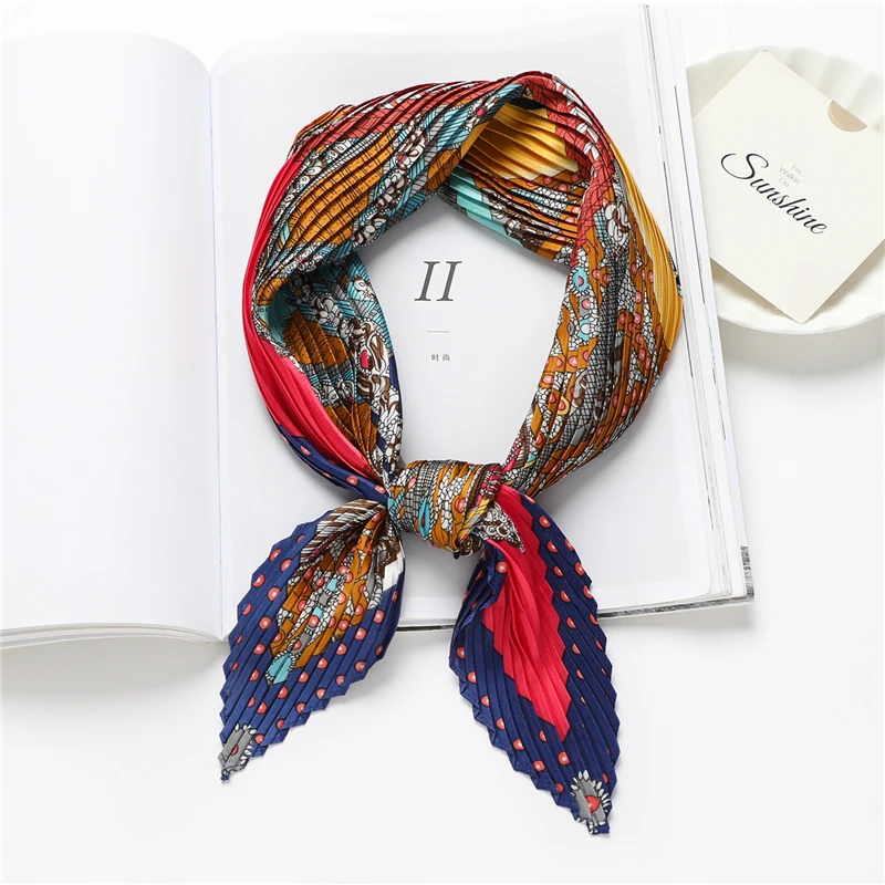 

Cute Silk Crinkle Scarf Hair Bands Women Design Print Neckerchief Headbands Bandana Female Ribbion Scrunchie Hair Accessories