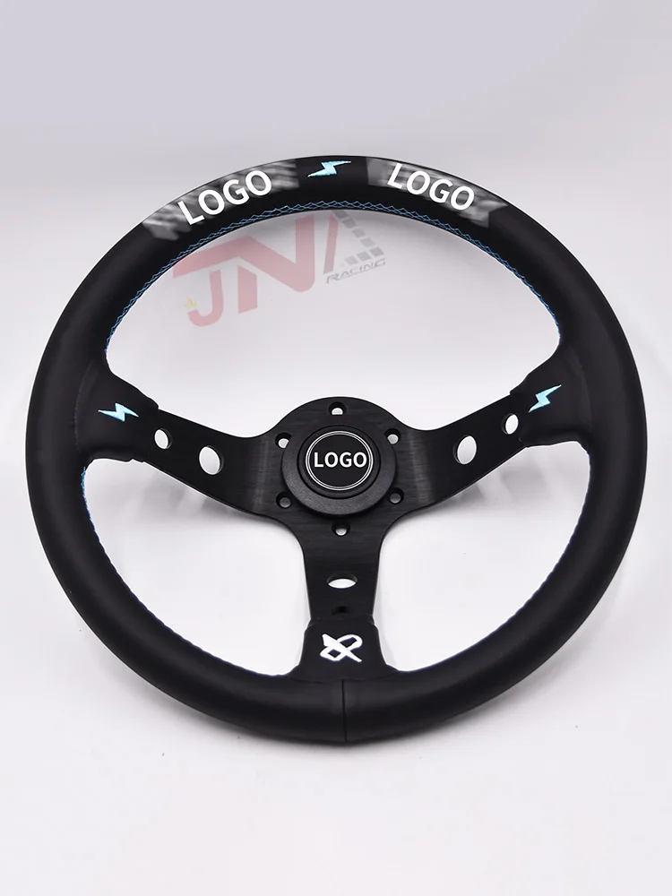330MM Kart Steering Wheel with Blue Stitching for Car Microfiber Leather | Автомобили и мотоциклы