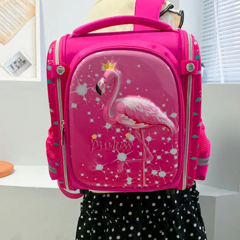 Disney Princess Cartoon Backpack Frozen Girl Primary Bag Flamingo Kid Burden Reduction Kindergarten Guardian Backpack