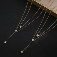 new fashion stainless steel zircon pendant necklace for women double layered crystal necklace charm trendy gold clavicle jewelry