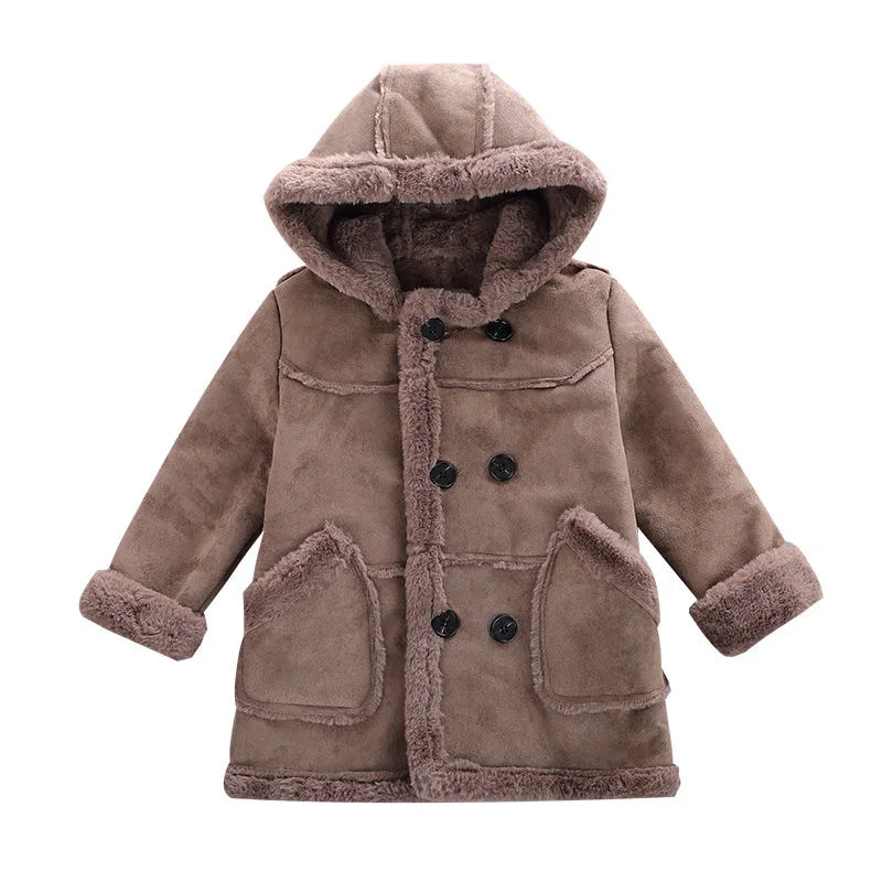 

Autumn Winter The New Children's Woolen Coat Kids Suede Windbreaker Thick Fashion Boys Wool Jacket Medium and Long Section
