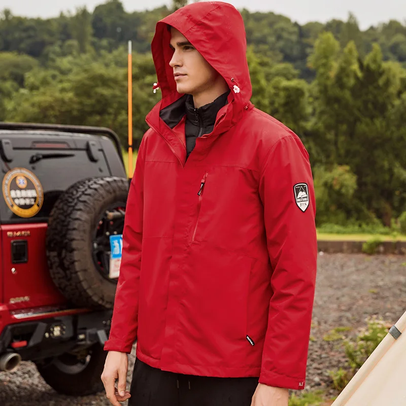 

Windproof Waterproof Warm Autumn Winter Men's Jacket Couple Style Jacket Outdoor Jacket Three-in-one Detachable Two-piece Jacket