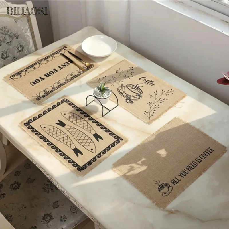 

Cotton Hemp Meal Mat Lace Coaster Home Kitchen Decoration Baking Food Background mat coaster Western food insulation mat Mug Mat