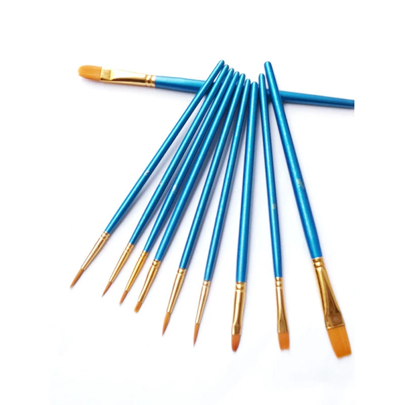 

10PCS/set Blue Series Oil Paint Brushes With Hook Line Pen DIY Handmade Painting Tools Accessories