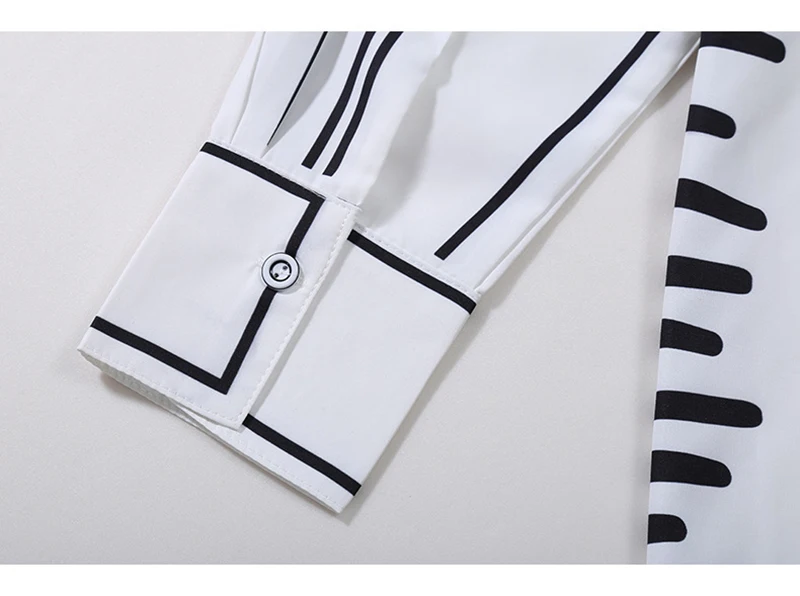

White Pattern Women Printed Big Size Blouse New Lapel Long Sleeve Loose Fit Shirt Fashion Tide Spring Autumn 2021 1DD0084