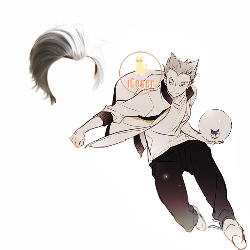 

Bokuto Koutarou Short Cosplay Wig Haikyuu!! Fukurodani Academy No.5 Heat Resistant Cosplay Costume Wig + Free Wig Cap Halloween