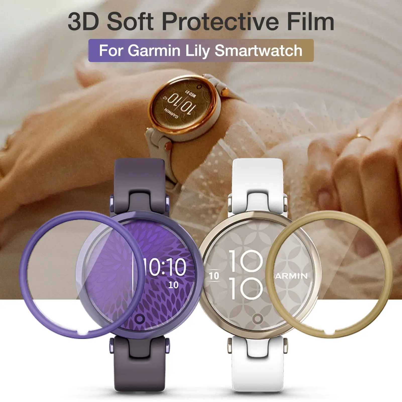 5Pcs 3D Curved Protective Film For Garmin Lily Smartwatch Wristband Band Strap Full Coverage Screen Protector Film Accessories