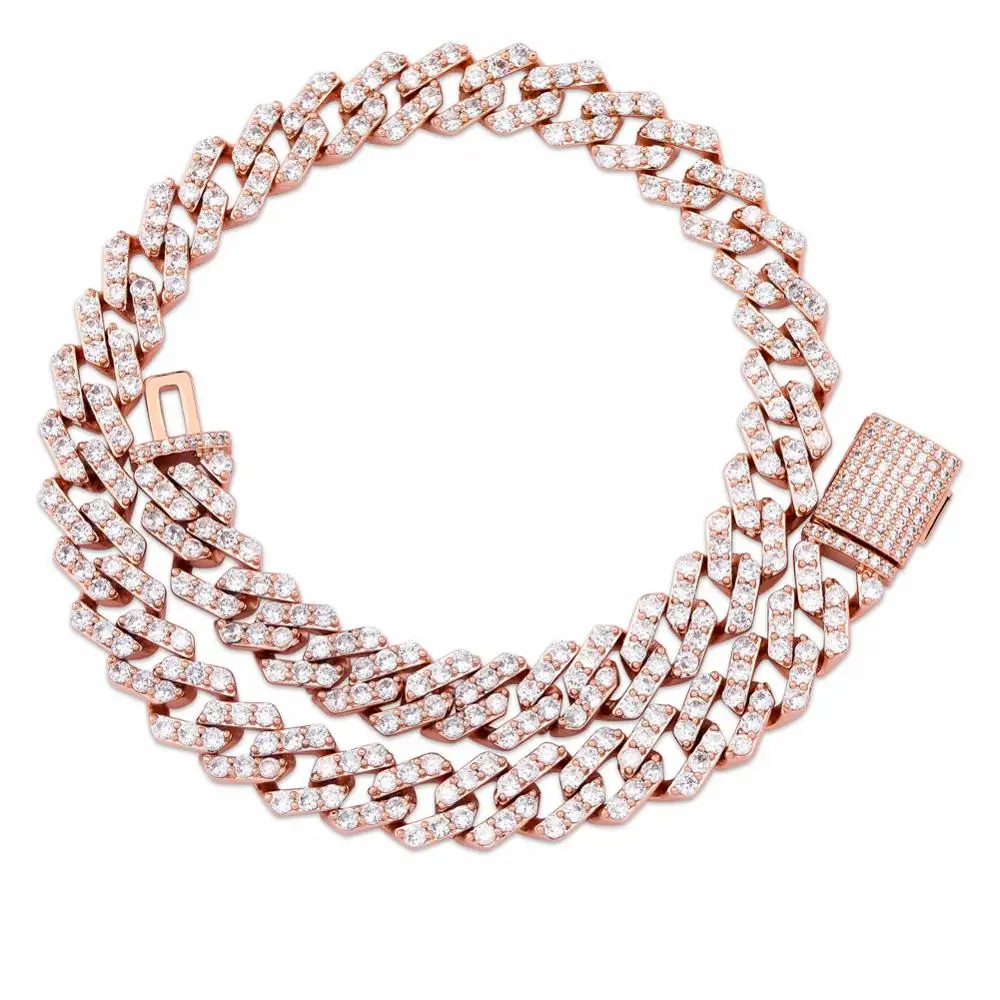 Rose gold TOPGRILLZ 16 дюймов-30 дюймов замок застежка 12 мм тяжелые Iced Out кубинские цепи ожерелье кубическое цирконовое колечко для мужчин хип хоп ювелирные изделия - Окраска металла: Rose gold