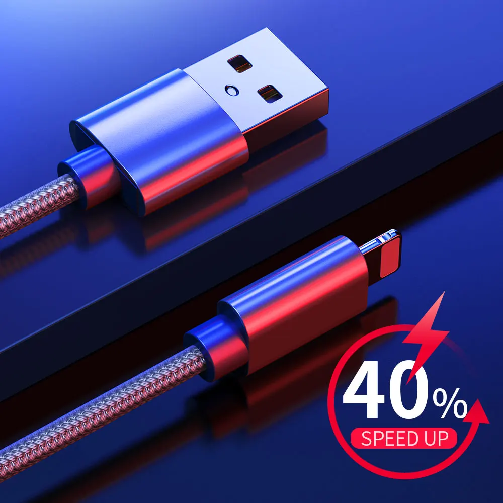 USB кабель для iPhone Xs Max 8 7 6 Plus ROCK нейлоновый быстрой зарядки и передачи данных