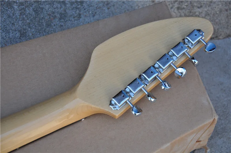 

free shipping red\brown\wood electric guitar with semi-hollow oval body,SSS pickups,maple neck,tremolo bridge