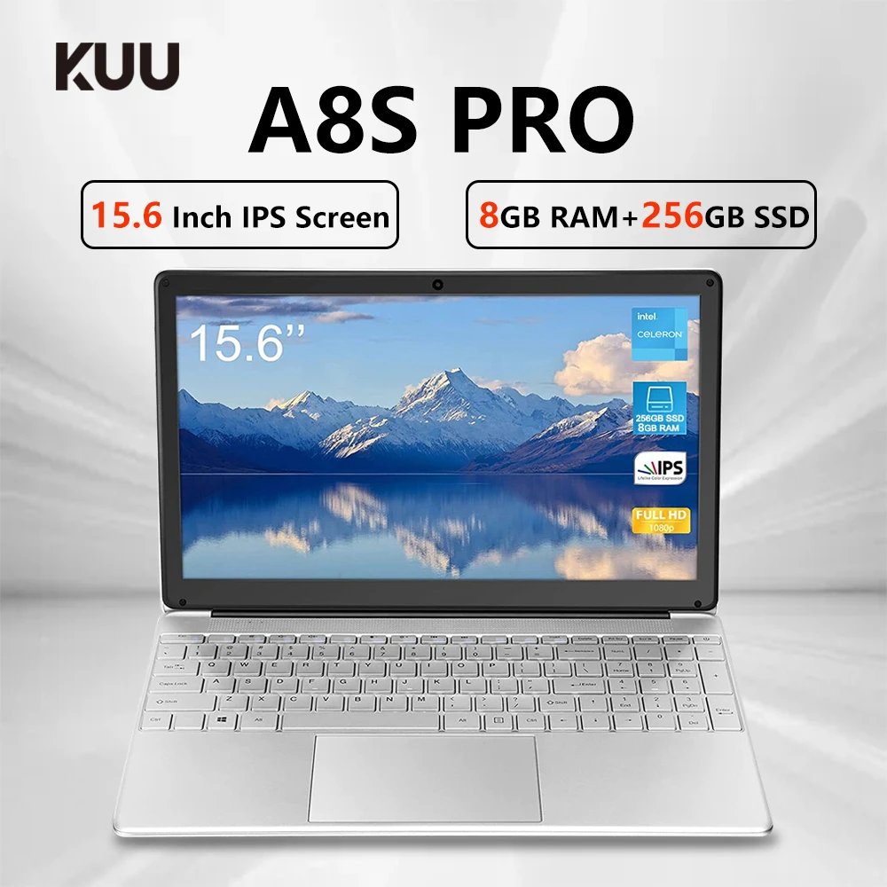 

Laptop KUU A8S Pro 15.6 inch FHD Intel Celeron J4125 8GB DDR4 RAM 256GB SSD UHD Graphics 600 Windows 10 with WiFi BT for Student