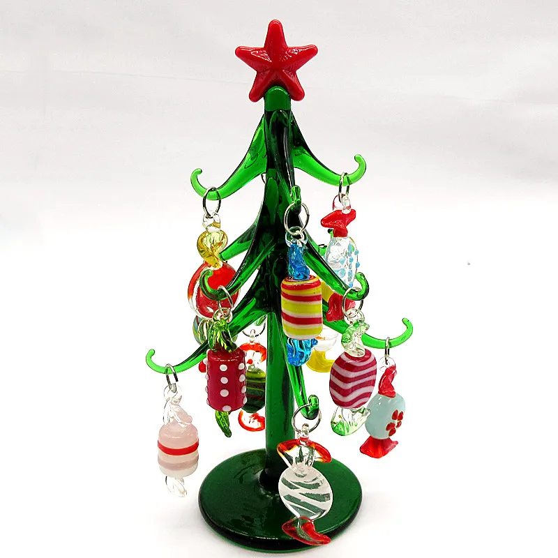 На заказ ручная работа 15 см стеклянные фигурки рождественской елки 12 шт.