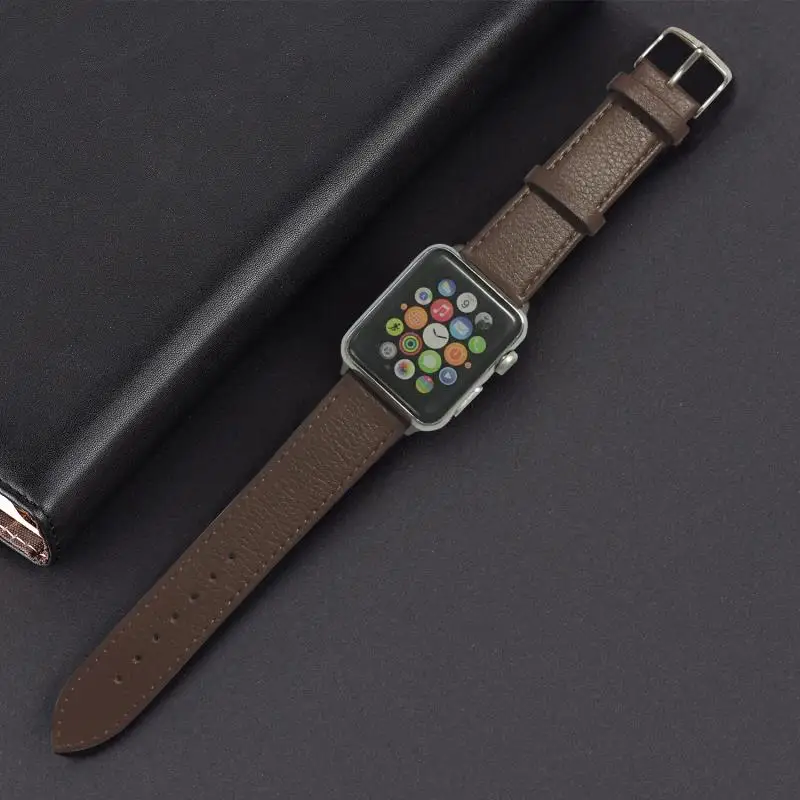 Отличный кожаный ремешок личи для Apple Watch 42 мм 38 40 44 iWatch серии 5 4 3 2 1|Ремешки часов| |
